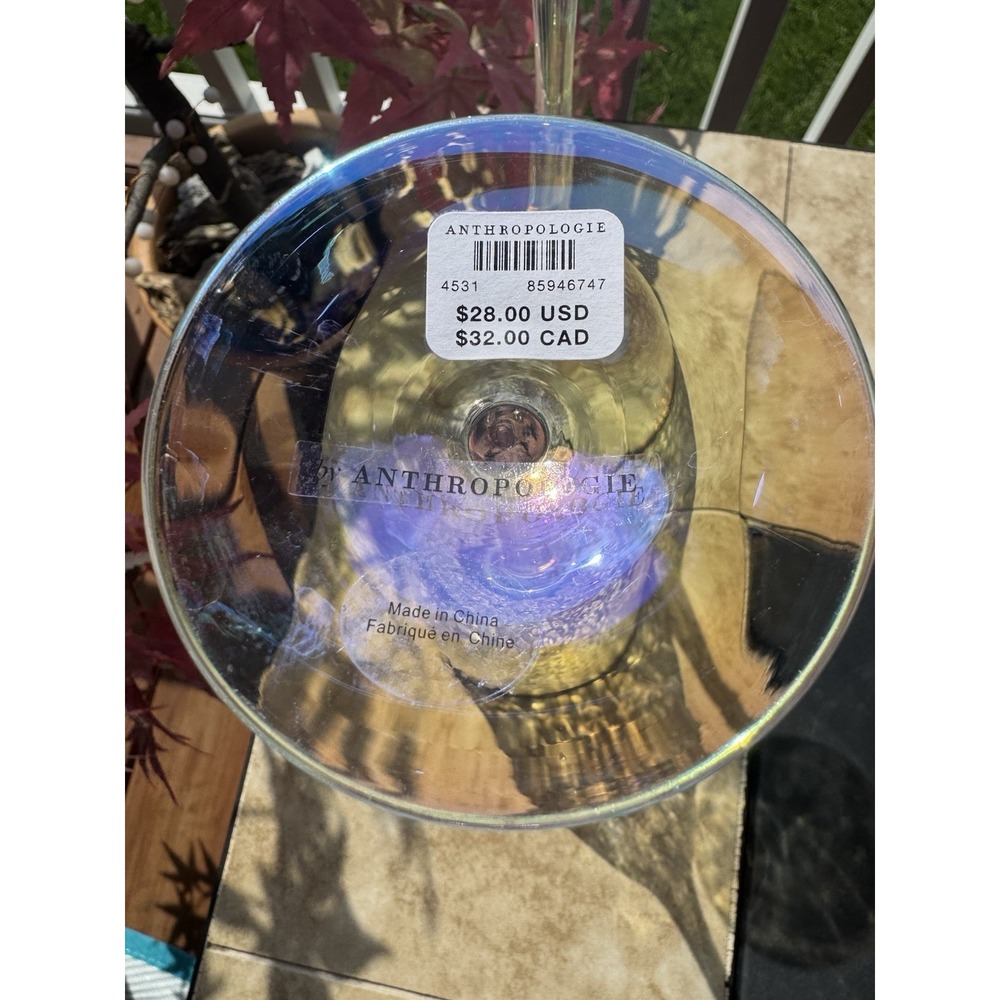 Set of 2 Zaza Lustered 24k Gold Accent Wine Glasses by Anthropologie NWT - Picture 8 of 12